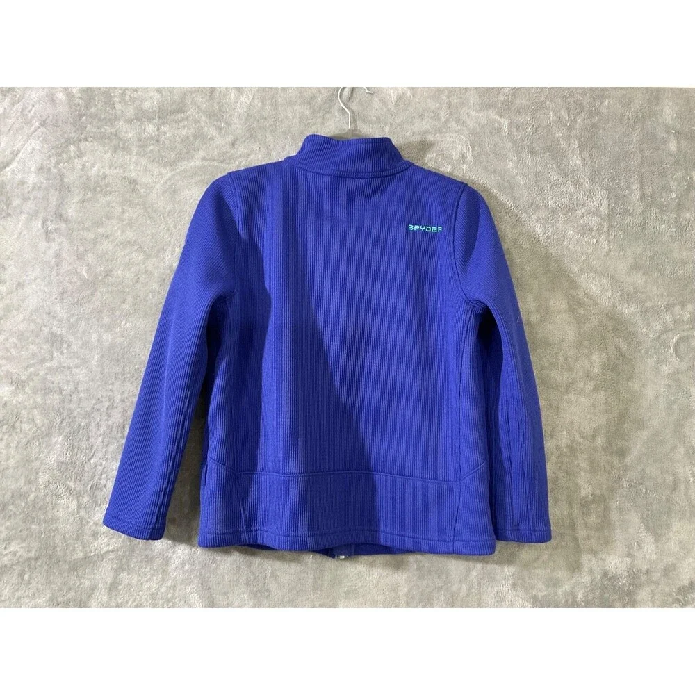 SPYDER full zip sweater jacket Core  Youth sz XL /18 Blue logo zip pull & sleeve